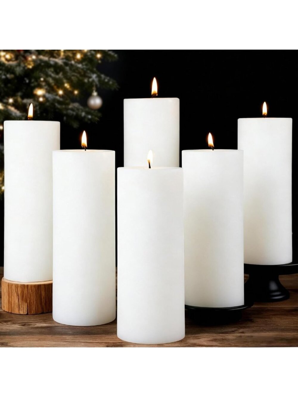 Set of 6 White Pillar Candles, 2.8x8 Inch Unscented, Perfect for Home Decor
